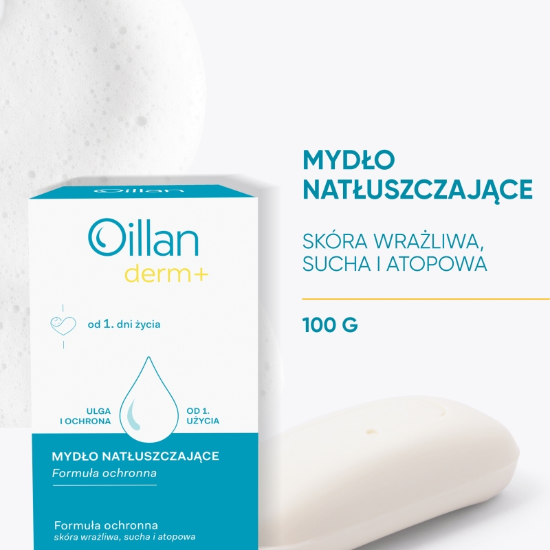 Oillan Med+ , mydło natłuszczające dla dzieci od 1 dnia życia, 100 g