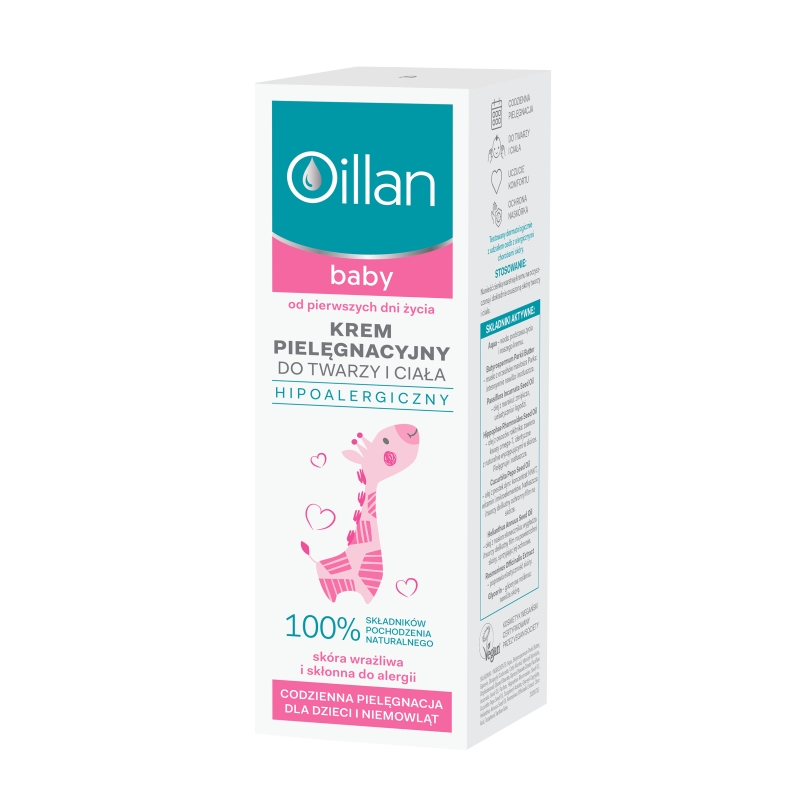 Oillan Baby, krem pielęgnacyjny do twarzy i ciała dla dzieci od pierwszych dni życia, 75 ml