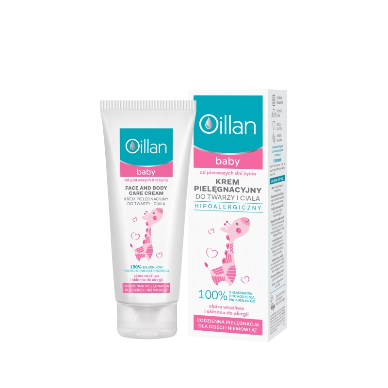 Oillan Baby, krem pielęgnacyjny do twarzy i ciała dla dzieci od pierwszych dni życia, 75 ml
