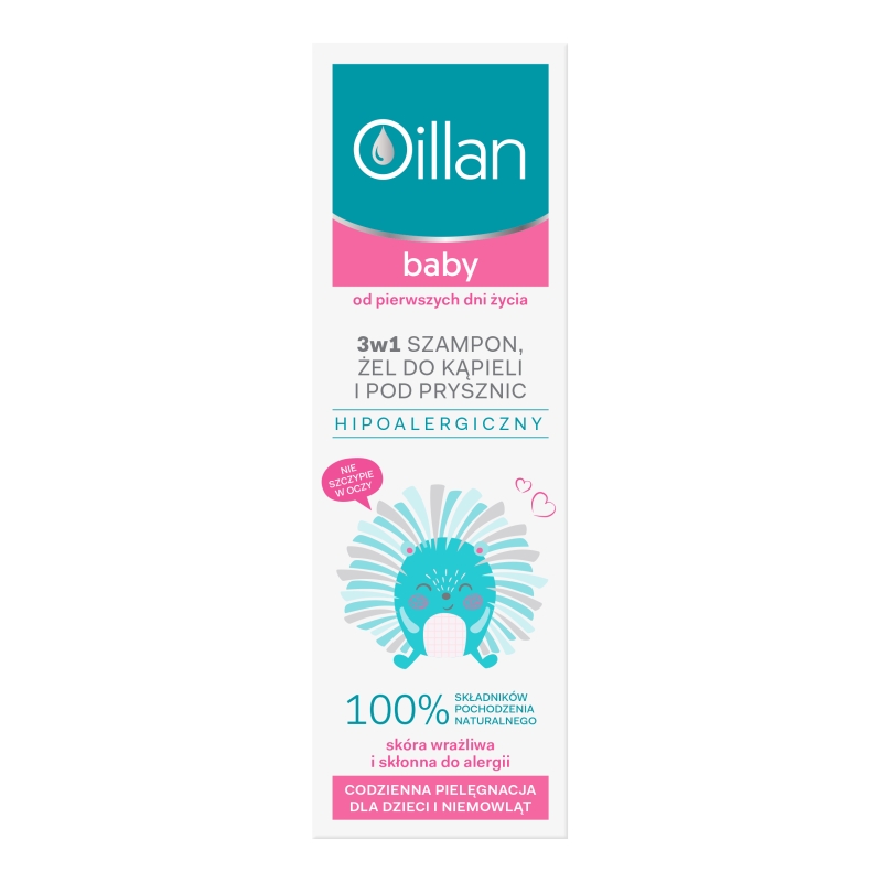 Oillan Baby, szampon, żel do kąpieli i pod prysznic 3w1, 200 ml