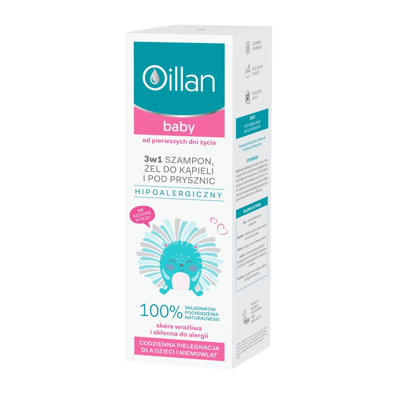 Oillan Baby, szampon, żel do kąpieli i pod prysznic 3w1, 200 ml