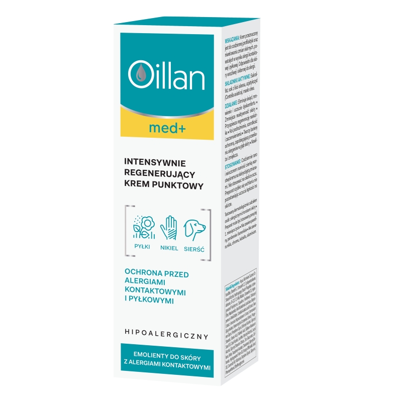 Oillan med+ Krem punktowy, intensywnie regenerujący, ochronny przed alergiami kontaktowymi i pyłkowymi, 50 ml