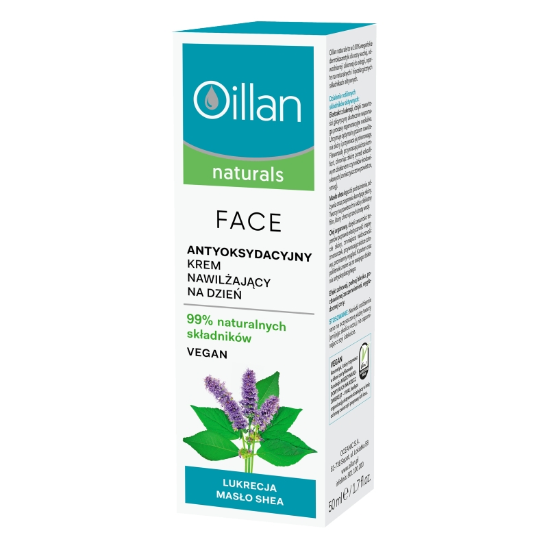 Oillan Naturals , antyoksydacyjny krem nawilżający do twarzy, 50 ml
