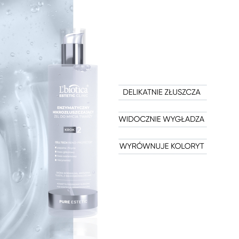 L'biotica, żel enzymatyczny, mikrozłuszczający do mycia twarzy, 200 ml