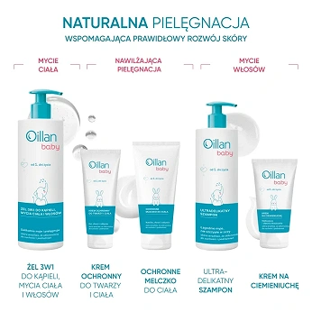 Oillan baby, żel 3w1 do kąpieli, mycia ciała i włosów, 400 ml
