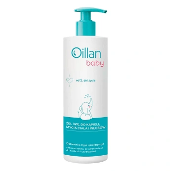 Oillan baby, żel 3w1 do kąpieli, mycia ciała i włosów, 400 ml