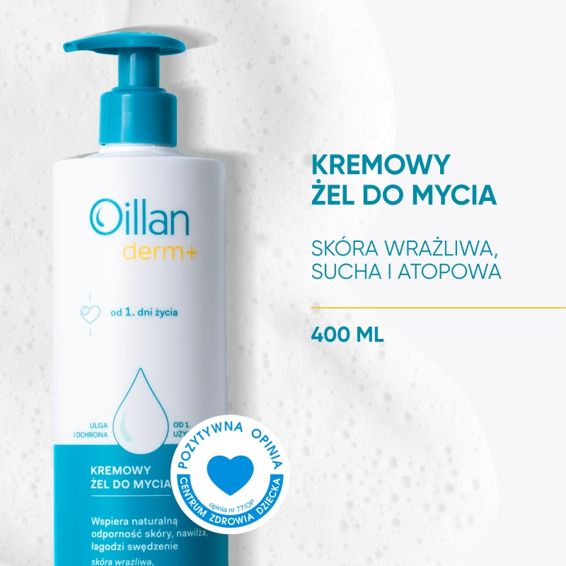 Oillan derm +, żel kremowy do mycia, 400 ml
