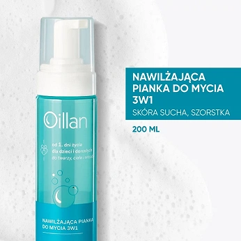 Oillan, pianka nawilżająca do mycia 3w1, 200 ml