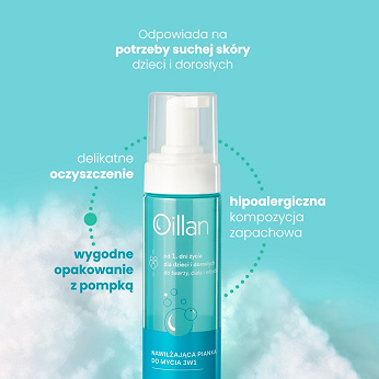 Oillan, pianka nawilżająca do mycia 3w1, 200 ml