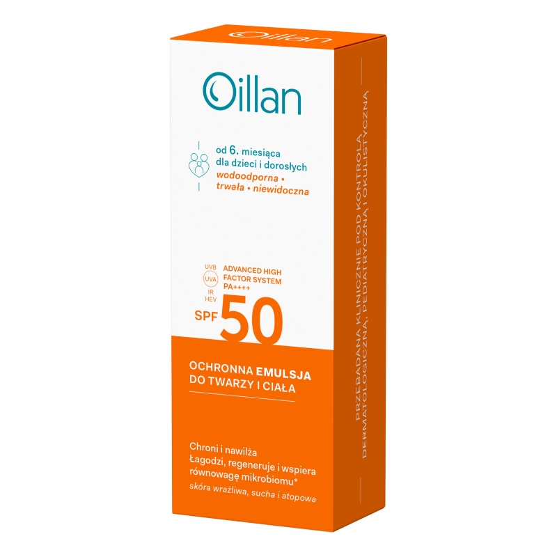 Oillan, emulsja do twarzy i ciała SPF 50, 100 ml