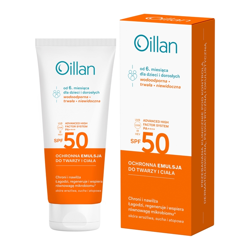 Oillan, emulsja do twarzy i ciała SPF 50, 100 ml