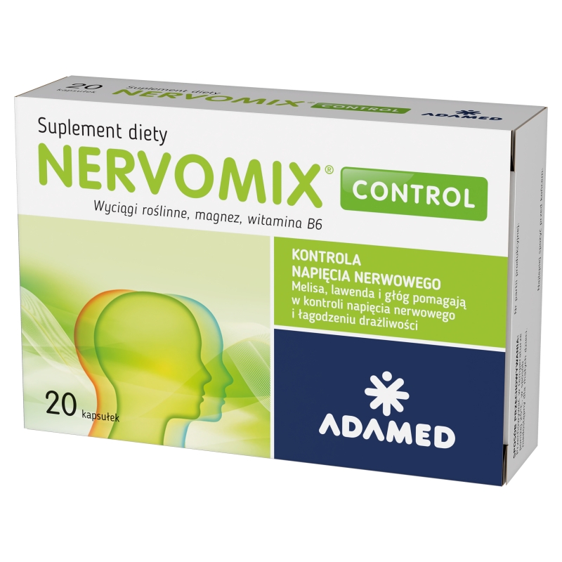 Nervomix Control, kapsułki ze składnikami wspierającymi kontrolowanie napięcia nerwowego, 20 szt.