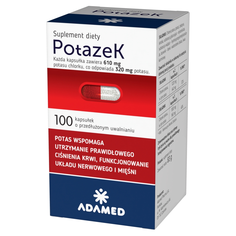 Potazek, kapsułki  ze składnikami pomagającymi utrzymać prawidłowe ciśnienie krwi, 100 szt.
