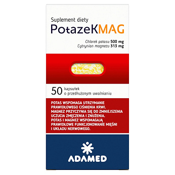 Potazek MAG, kapsułki z potasem i magnezem pomagającym utrzymać prawidłowe ciśnienie krwi, 50 szt.