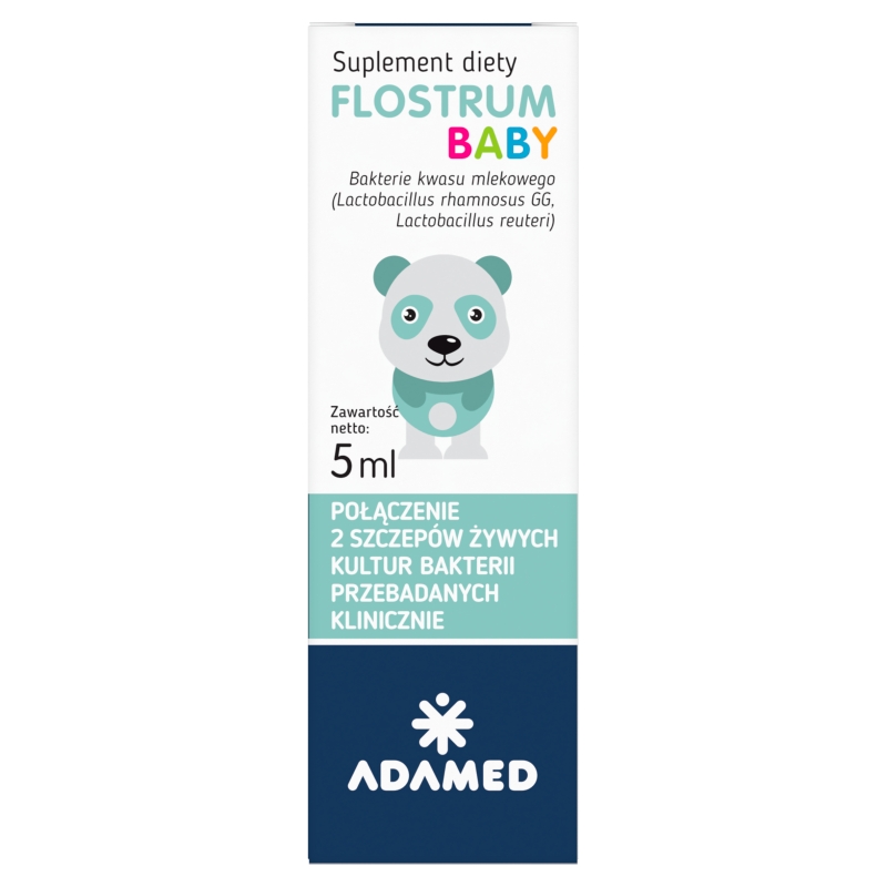Flostrum Baby, krople ze składnikami uzupełniającymi florę bakteryjną dla dzieci od pierwszych dni życia, 5 ml