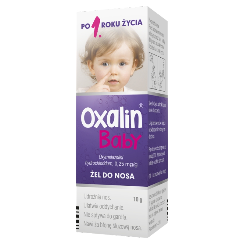 Oxalin Baby, żel udrażniający i nawilżający błonę śluzową nosa, dla dzieci od 1 roku życia, butelka 10 g
