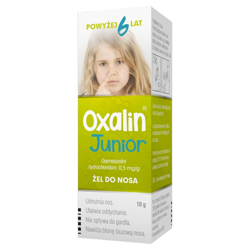 Oxalin Junior, żel udrażniający, nawilżający błonę śluzową nosa dla dzieci, butelka 10 g
