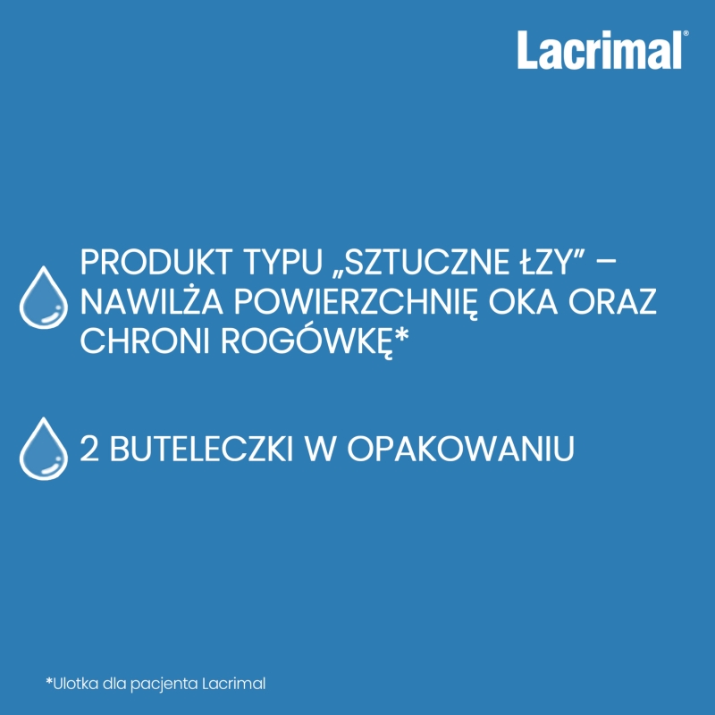 Lacrimal, krople do oczu nawilżające, 2 butelka x 5 ml