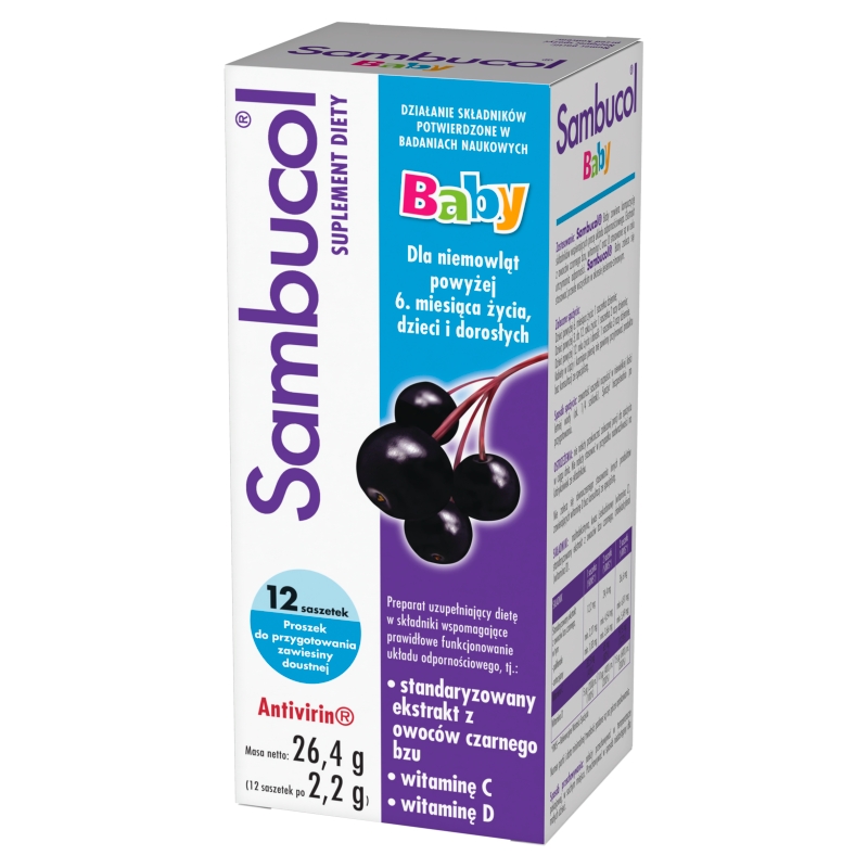 Sambucol Baby, proszek ze składnikami na odporność, 12 sasz.