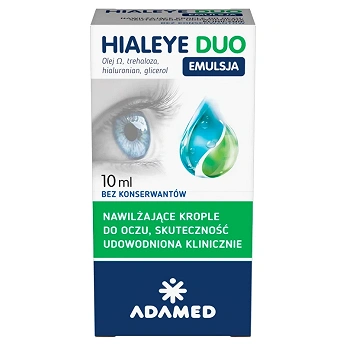 Hialeye Duo Emulsja 2% + 0,2% + 0,1%, krople intensywnie nawilżające do oczu, 10 ml