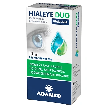 Hialeye Duo Emulsja 2% + 0,2% + 0,1%, krople intensywnie nawilżające do oczu, 10 ml