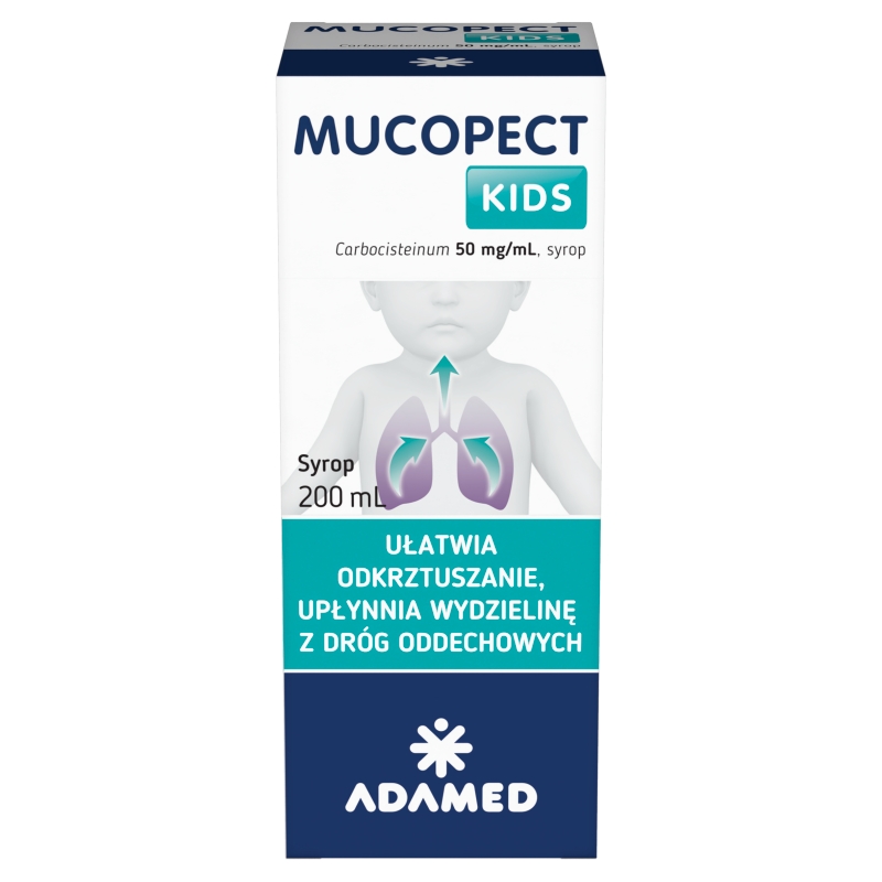 Mucopect Kids , syrop na objawowe leczenie chorób dróg oddechowych, 50 ml