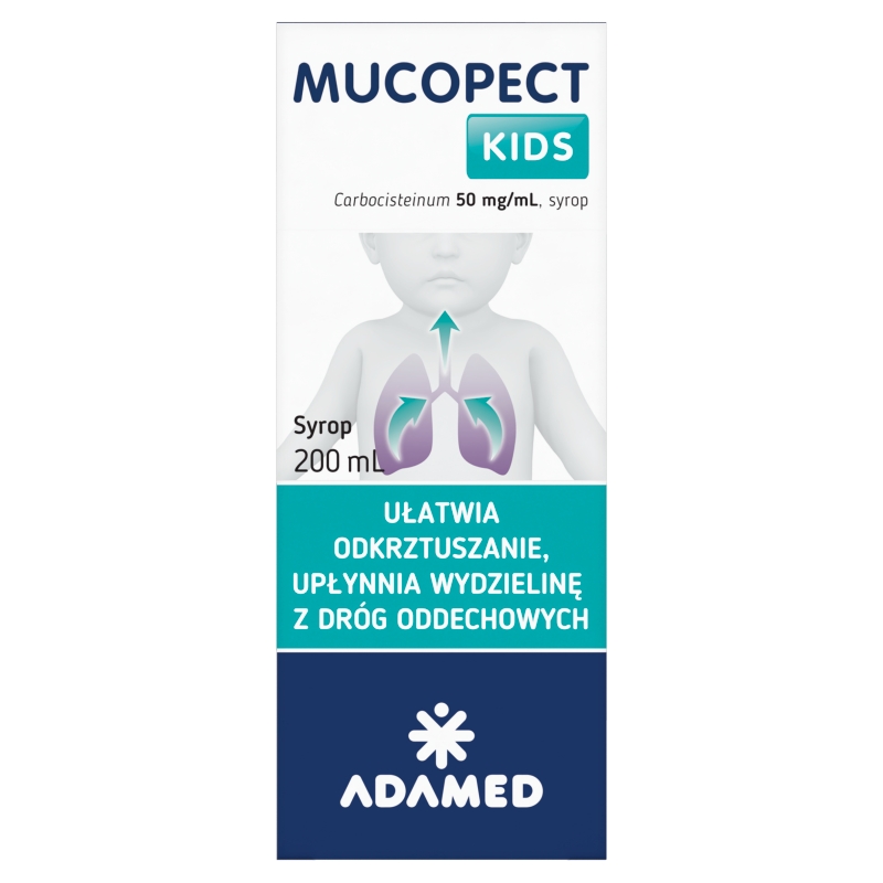 Mucopect Kids , syrop na objawowe leczenie chorób dróg oddechowych, 50 ml