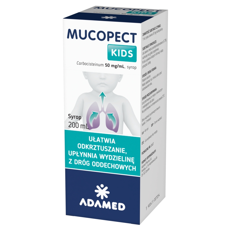 Mucopect Kids , syrop na objawowe leczenie chorób dróg oddechowych, 50 ml