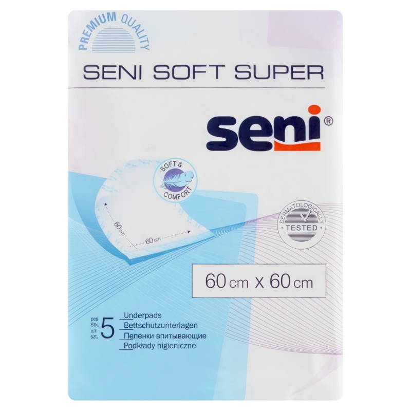 Seni Soft Super , podkłady higieniczne, 60 cm x 60 cm, 5 szt.