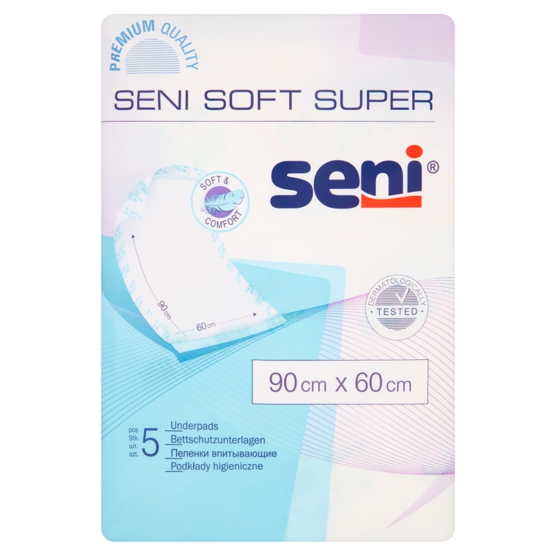 Seni Soft Super, podkłady higieniczne, 60 cm x 90 cm, 5 szt.