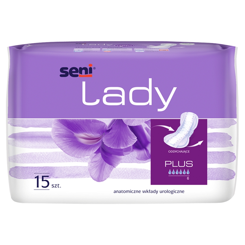Seni Lady Plus, wkładka urologiczna na nietrzymanie moczu,  20,5 cm x 42 cm, 15 szt.