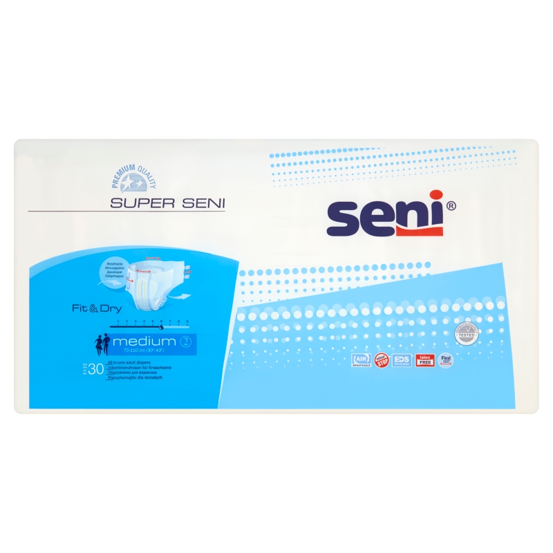 Seni Super , pieluchomajtki rozmiar M (75-110 cm), 30 szt.