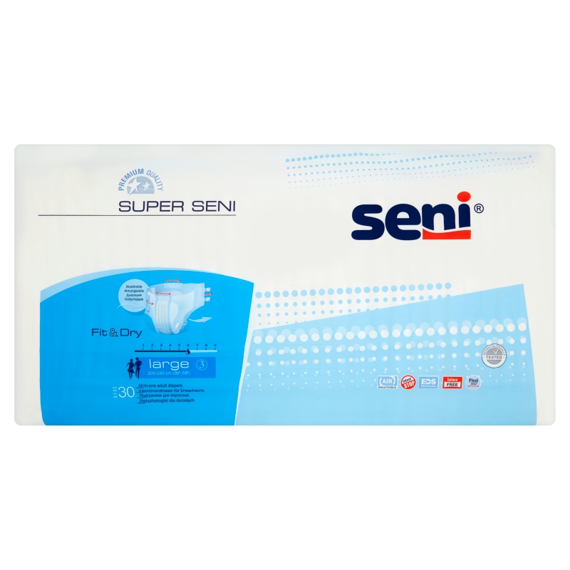 Seni Super, pieluchomajtki rozmiar L (100-150 cm), 30 szt.