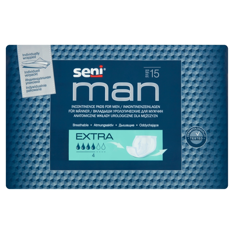 Seni Man Extra, wkładki urologiczne dla mężczyn, 15 szt.