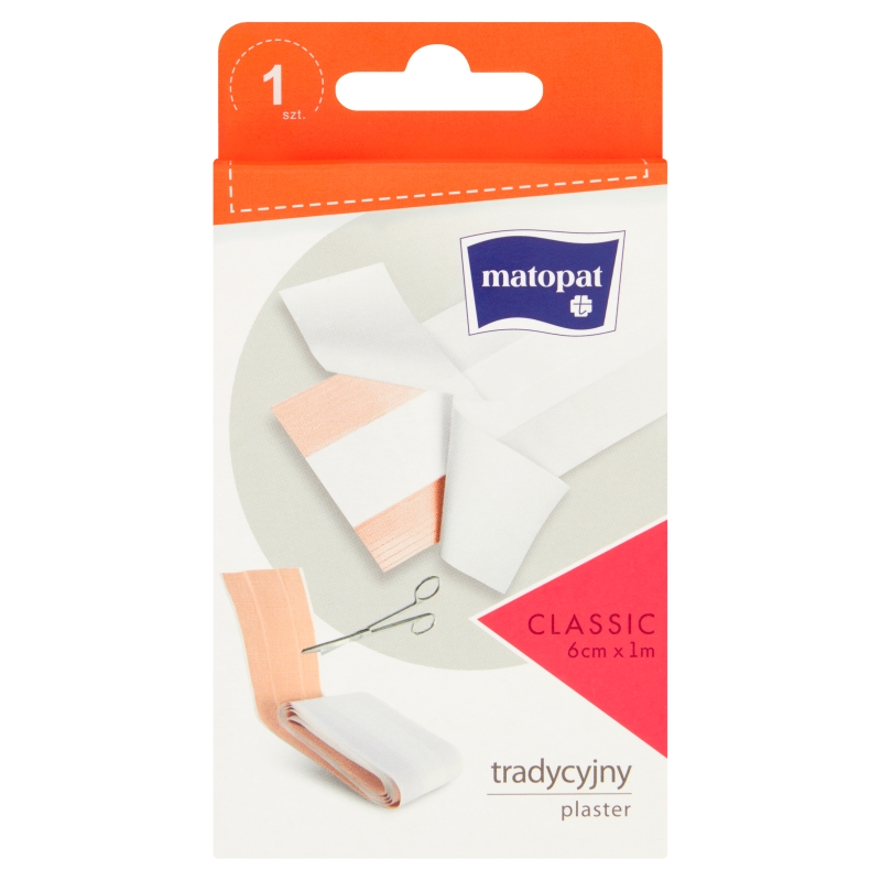 Matopat Classic Plaster z opatrunkiem do cięcia plaster tkaninowy, 6 cm x 1 m, 1 szt.