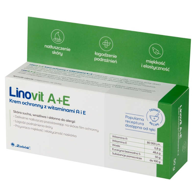 LINOVIT A+E Krem ochronny , łagodzący podrażnienia skórne, z witaminą A i E,  50 g