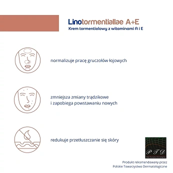 Linotormentiallae A+E Krem tormentiolowy , zmniejszający zmiany trądzikowe, 50 g
