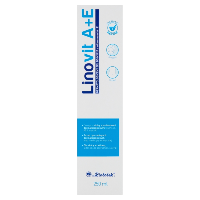 LINOVIT A+E Dermatologiczny żel  do mycia twarzy i ciała z witaminami A i E, 250 ml