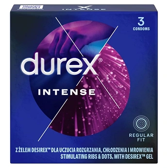 Durex Intense, prezerwatywy zwiększające doznania, 3 szt.