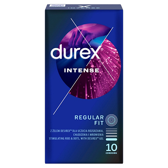 Durex Intense, prezerwatywy nielateksowe pokryte lubrykantem, 10 szt.