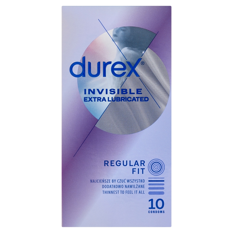 Durex Invisible, dodatkowo nawilżane prezerwatywy, 10 szt.
