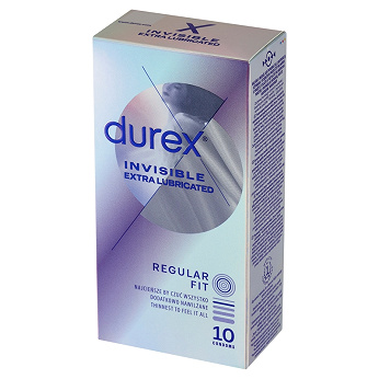 Durex Invisible, dodatkowo nawilżane prezerwatywy, 10 szt.