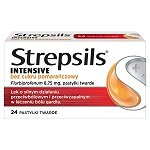 Strepsils Intensive pastylki na ból gardła o smaku pomarańczowym bez cukru, 24 szt.