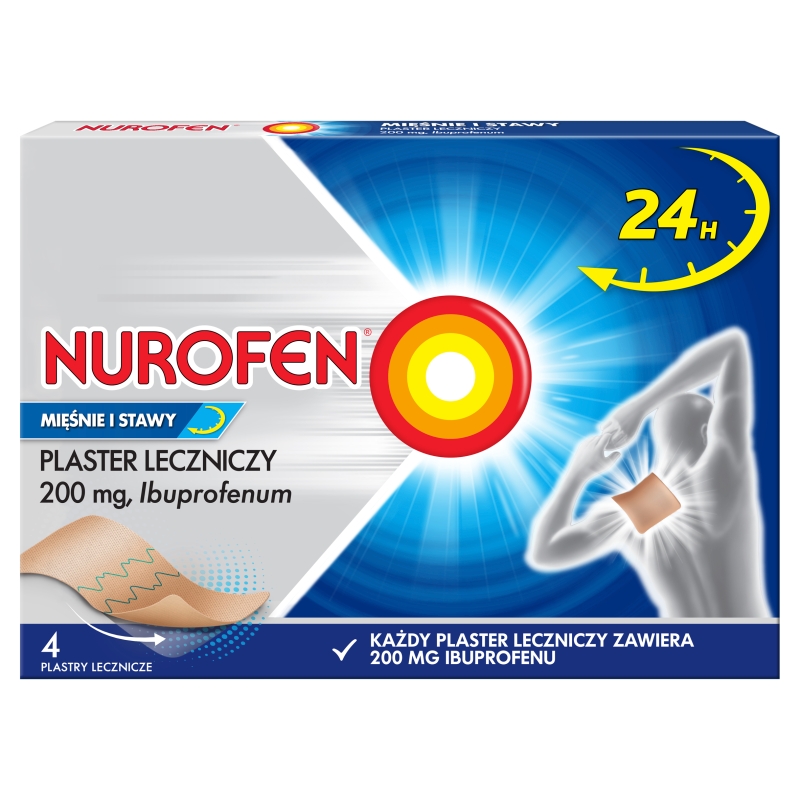Nurofen Mięśnie i Stawy plaster leczniczy na naciągnięcie mięśni i zwichnięcia, 4 szt.