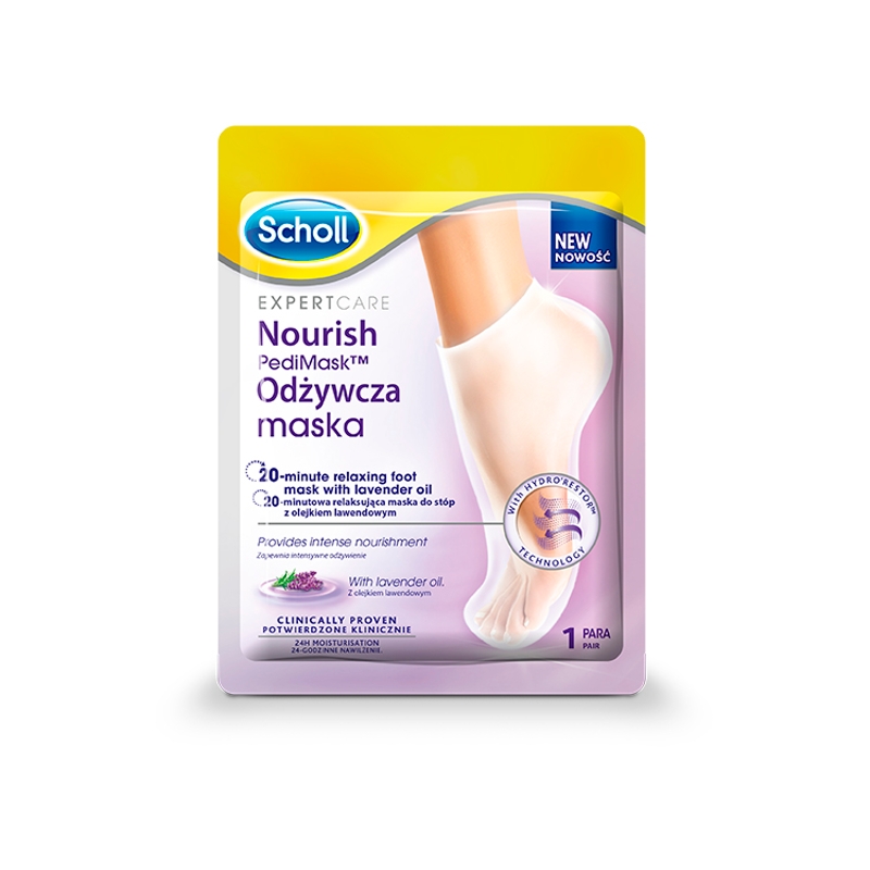 Scholl PediMask Maska do stóp, odżywcza z olejkiem lawendowym, 1 para