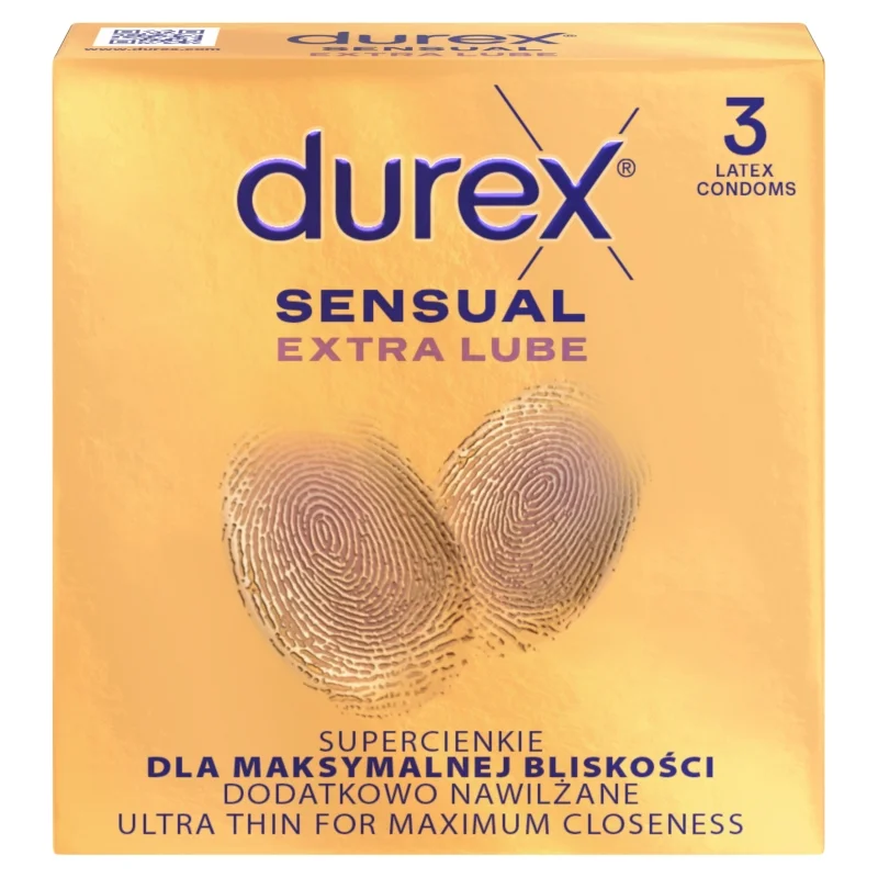 Durex Sensual Extra Lube prezerwatywy, 3 szt.