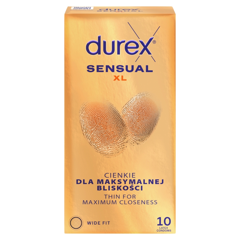Durex Sensual XL prezerwatywy lateksowe, XL, 10 szt.