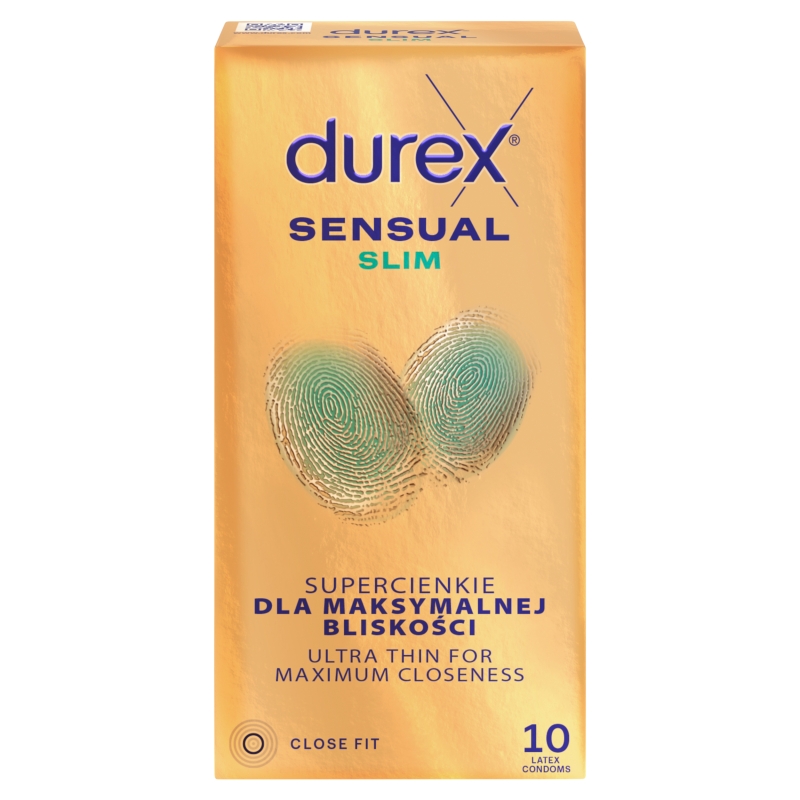 Durex Sensual Slim prezerwatywy lateksowe, Slim, 10 szt.
