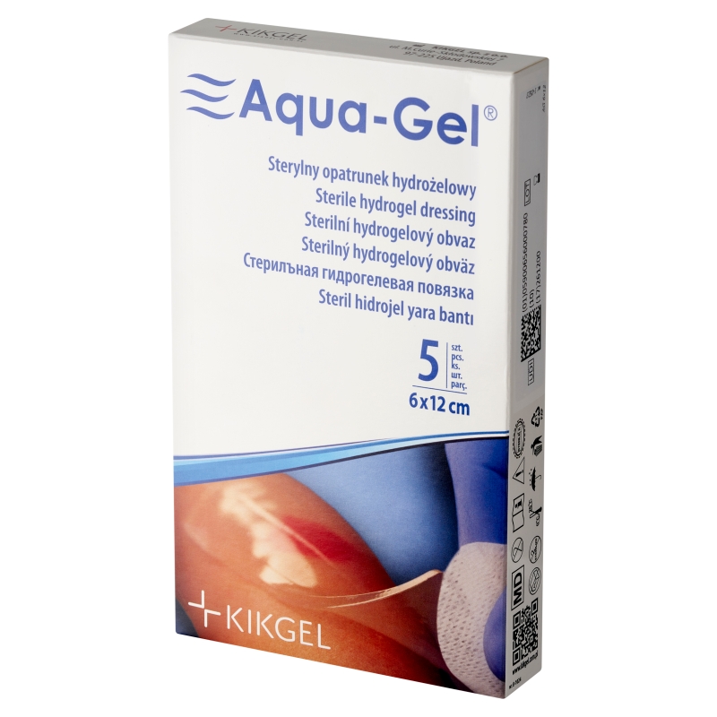 Aqua-Gel, opatrunek na trudno gojące się rany, 6 x 12 cm, 1 szt.
