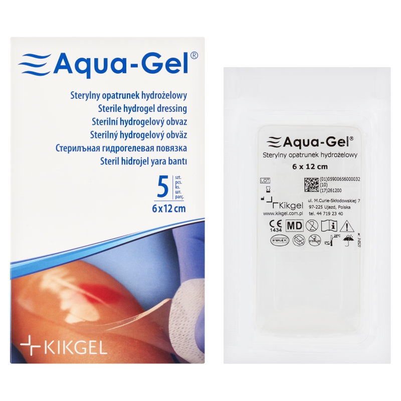 Aqua-Gel, opatrunek na trudno gojące się rany, 6 x 12 cm, 1 szt.